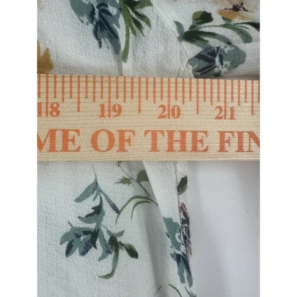 Lucky Brand Womens Floral Print Y2K Boho Peasant Flutter Blouse Size L T1000 - Picture 3 of 16